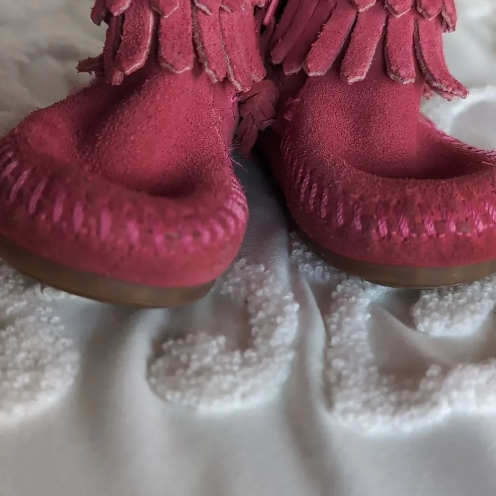 MINNETONKA 🩷Pink SUEDE Toddler Moccasins Size 3